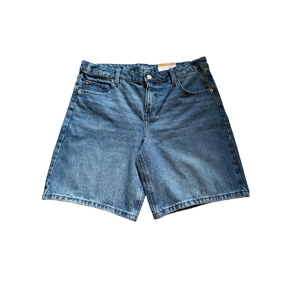 Thereabouts 90s Medium Wash Bermuda Denim Shorts Adjustable Waist 18.5 Plus‎ NEW